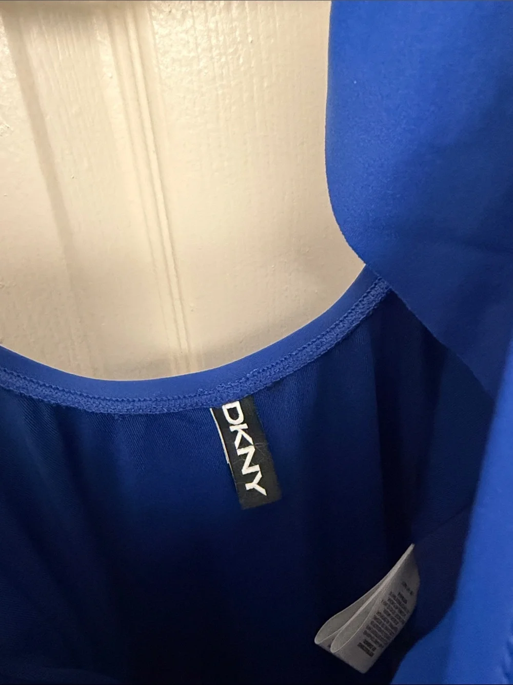DKNY Blue Ruffle One-Piece Swimsuit - Picture 2 of 6
